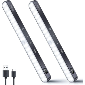 Under Cabinet Lights Rechargeable, Battery Level Display, 60 LED Motion Sensor Cabinet Light, Dimmable Touch Control (Option: White-2pcs)