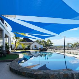 Artpuch Custom Size Sky Blue Sun Shade Sail Triangle Canopy 185 GSM Durable Fabric UV Block Awning for Outdoor Patio Garden Backyard (Customized (Color: Sky Blue, size: 07X10X10)