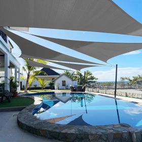 Artpuch Custom Size Dark Grey Sun Shade Sail Triangle Canopy 185 GSM Durable Fabric UV Block Awning for Outdoor Patio Garden Backyard (Customized (Color: DARK GREY, size: 13X21X21)
