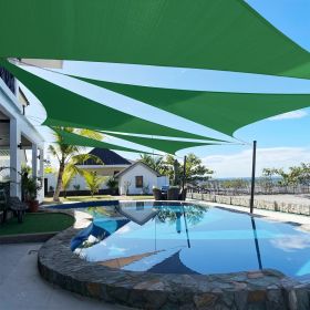 Artpuch Custom Size Dark Green Sun Shade Sail Triangle Canopy 185 GSM Durable Fabric UV Block Awning for Outdoor Patio Garden Backyard (Customize (Color: Dark Green, size: 11x22x24.6)