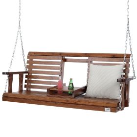 VEVOR Wooden Porch Swing 5 ft, Patio bench swing for Courtyard & Garden, Upgraded 880 lbs Strong Load Capacity (Color: Brown, Seat Length: 5 ft)