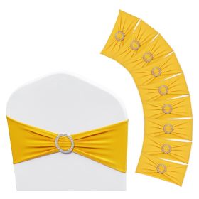 VEVOR Stretch Spandex Chair Sashes, Chair Slipcover and Stretch Chair Sash with Round Buckle, Elastic Chair Bands, Fitting Wedding, Holiday, Banq (Color: Golden, Quantity: 50 pcs)